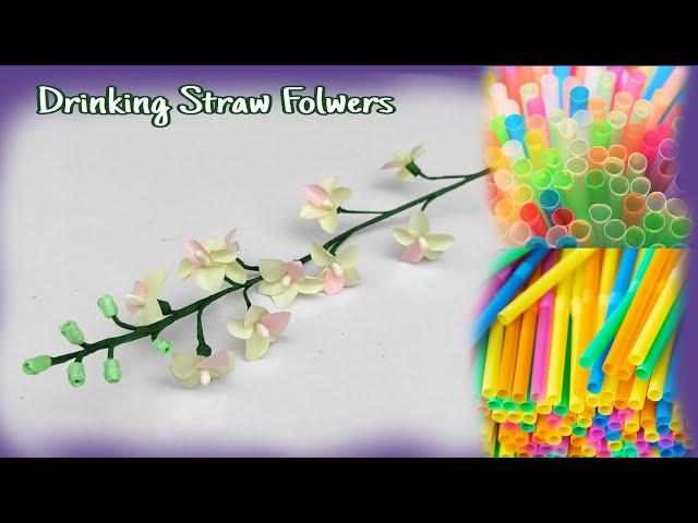 Drinking Straw Craft Ideas/Straw Flowers Making/DIY Drinking Straw Flowers/Orchid Flower Craft