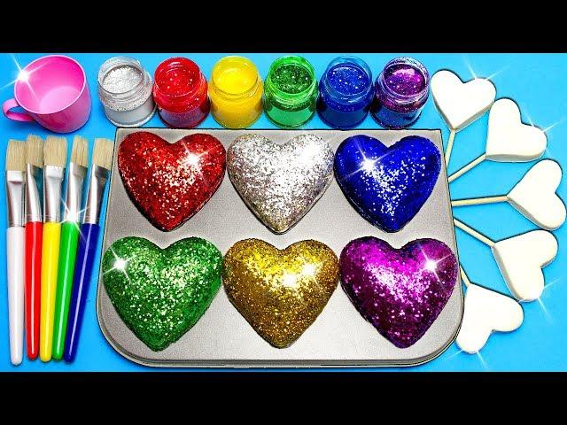 How To Make Frozen Paint with Glitter Rainbow Play Doh Hearts