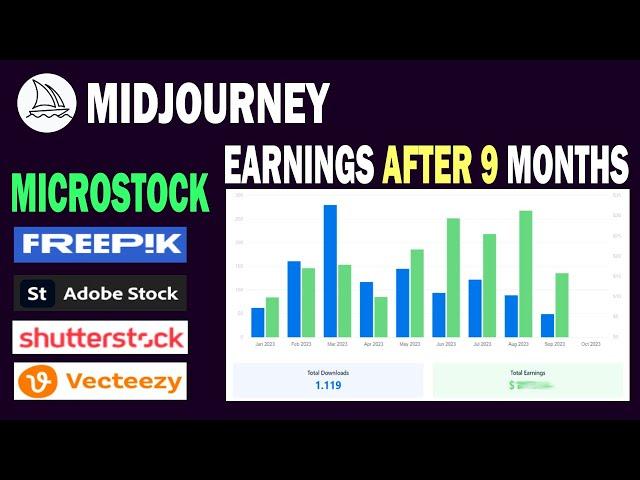 MicroStock EARNINGS After 9 Months PASSIVE INCOME With Midjourney AI? Freepik Shutterstock Vecteezy