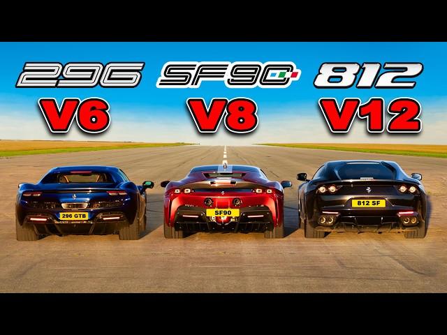 Ferrari V12 vs V8 vs V6: DRAG RACE