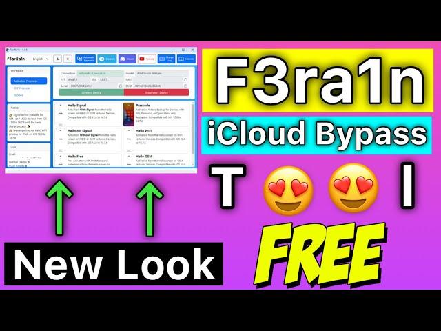 FREE iCloud Bypass Tool F3ra1n in new Look Still Work in 2024