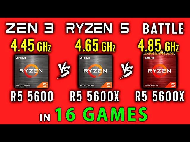 Ryzen 5 5600 vs Ryzen 5 5600X Stock vs Overclock - 16 Games | CPU Thermals, Power & Efficiency