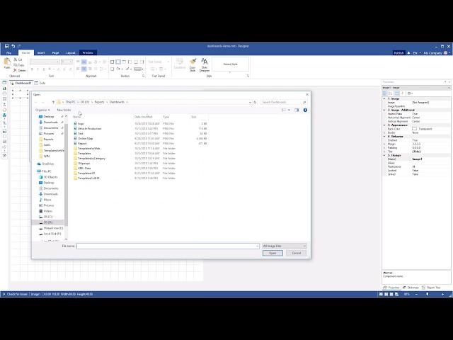 Winforms Dashboards: Creating Dashboard with Image [Shot on v2018]