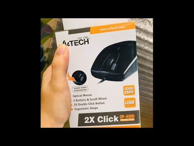 A4TECH Optical Mouse 2X Click Op-620D Unboxing