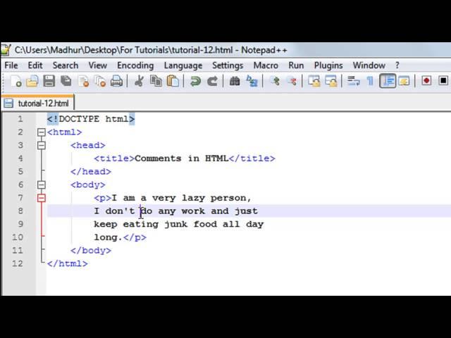 HTML Tutorial - 12: Comments in HTML