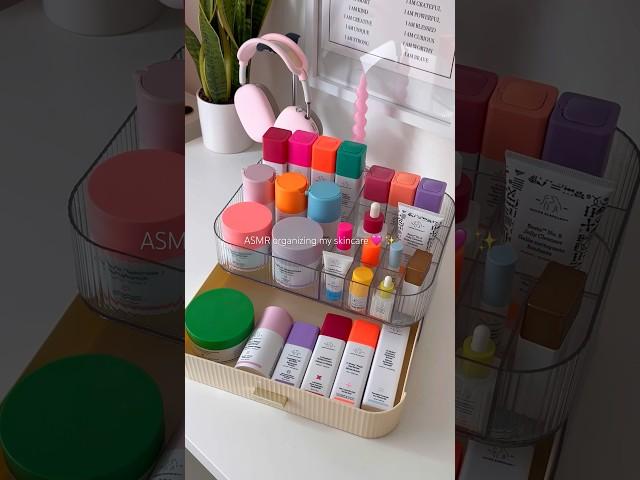 ASMR aesthetic skincare organizing 🩷 #aesthetic #skincare #asmr #asmrsounds #organization