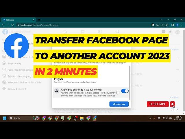 How to transfer Facebook page to another account in 2023 -  (FB page ownership change)