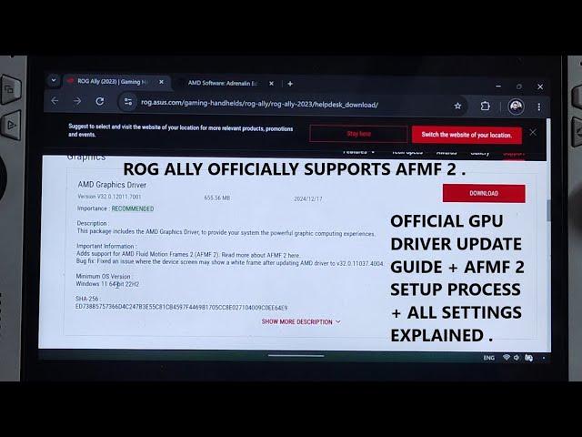 Rog Ally Officially Supports AMD AFMF 2 | Official GPU Driver Update | AFMF 2 Setup & Settings Guide