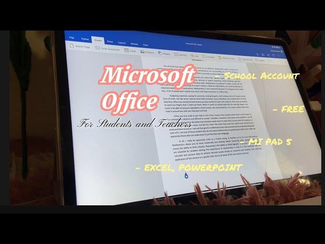 Microsoft Office Free for Students using Xiaomi Pad 5.