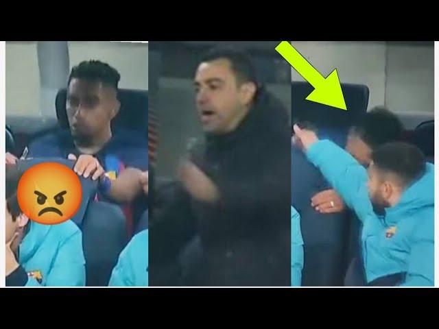 Raphinha angry reaction to xavi for substitution vs Manchester United |