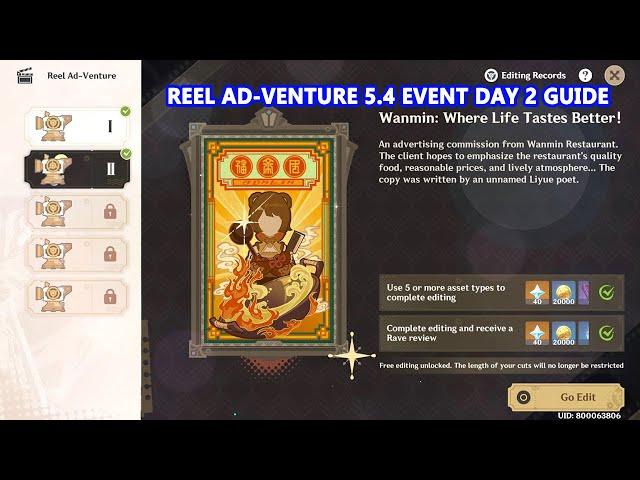 Genshin Impact : Reel Ad-Venture - New 5.4 Event Day 2 Guide | Rave Review