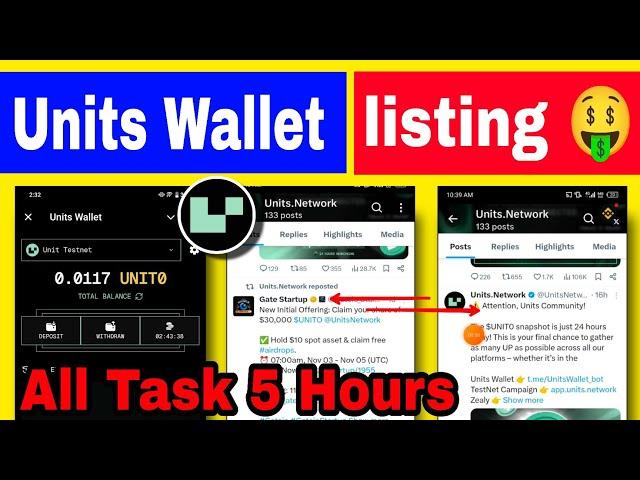 Units Wallet Listing Update  Units Wallet Snapshot Update UNITO Transaction Hindi