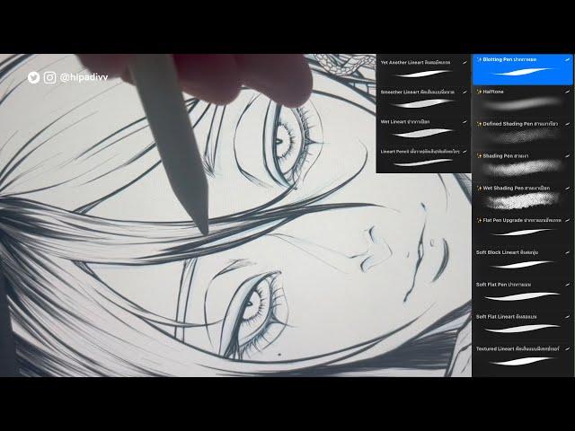 [Brush in description] Draw with me with Lineart and Shading set for Procreate