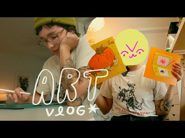 art vlog 🪑 new prints, daiso haul, tons of digi drawing~