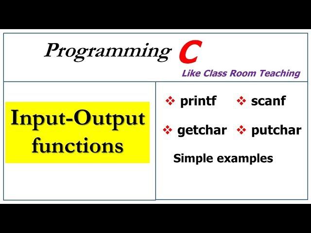 input output functions in c program | printf, scanf, getchar and putchar |