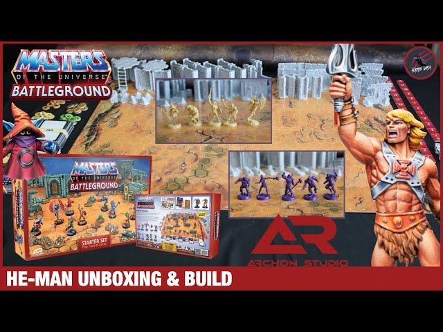 MASTERS OF THE UNIVERSE BATTLEGROUND - Unboxing & Build - He Man Skirmish Game Starter Set