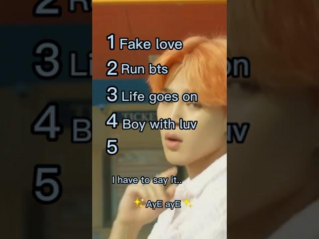 My top 5 BTS songs                      #bts #fakelove #runbts #lifegoeson #boywithluv #dynimite