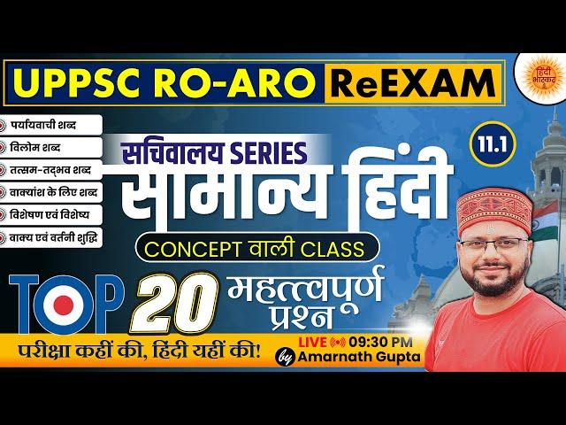 UPPSC 2024 | RO-ARO Reexam | हिंदी | Hindi - Concept Wali Class | सचिवालय Series | AMARNATH GUPTA |