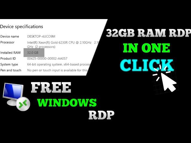 FREE! WINDOWS RDP   , 32GB RAM TRICK , UNLIMITED RDP , NEVER SEEN ON YT , FREE VPS , FREE RDP