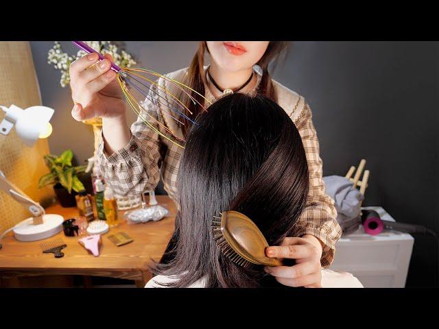 ASMR Realistic Hair Brushing & Scalp Massage on Real Head