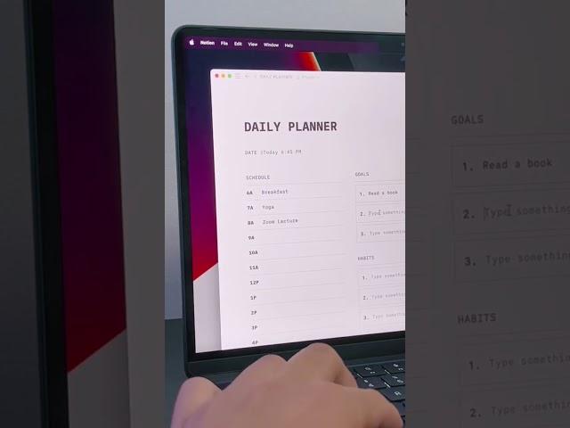 My daily planner in Notion #notion #notiontemplates