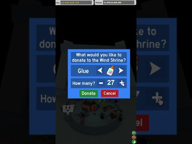 Donating 25 Glue To The Wind Shrine In Bee Swarm Simulator!