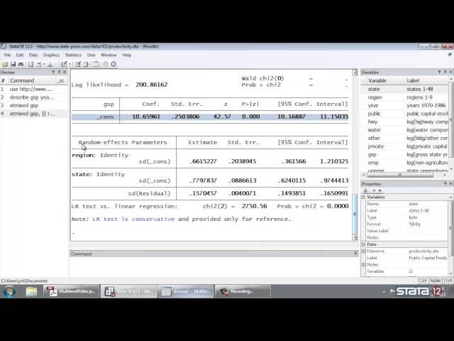 Introduction to multilevel linear models in Stata®, part 1: The -xtmixed- command