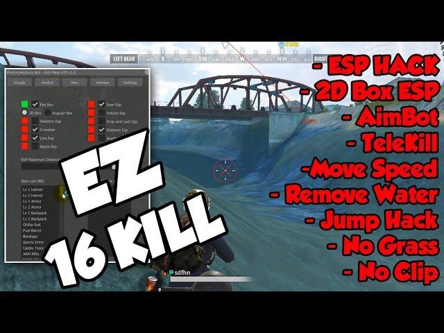 Hack Rules Of Survival PCESP,AIMBOT,MoveSpeed,JumpHack,RemoveWater,etcEasy 16Kill