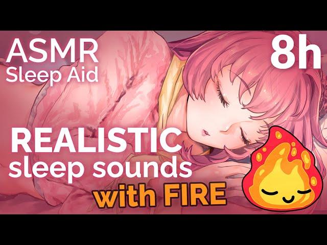 ASMR Sleep Aid - Sleeping together [Fire Place][8 hours][Heartbeat][Gentle breathing]