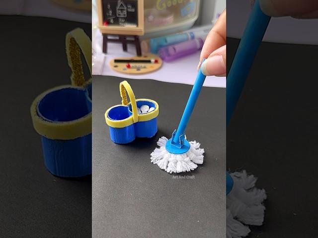 Easy DIY Make a Miniature Mop #shorts #art #diy #youtubeshorts