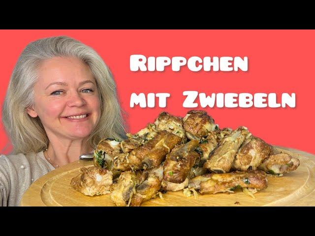 Zarte Rippchen mit Zwiebeln und Knoblauch! Fleisch löst sich leicht vom Knochen ️ Rezept