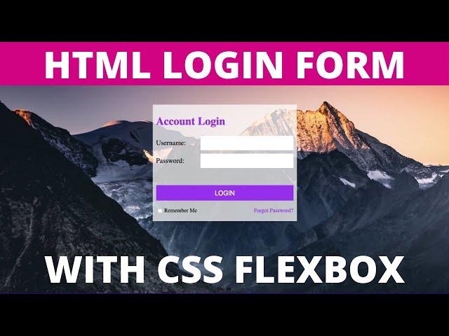 HTML Login Form Design Styling (with CSS Flexbox) Tutorial 2021