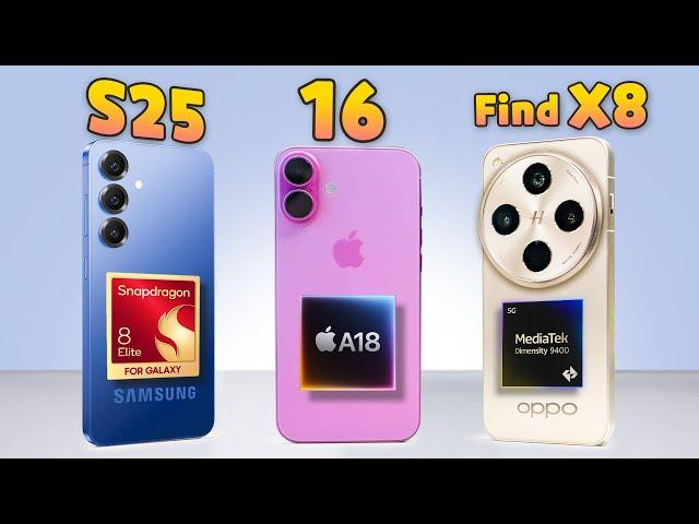 So sánh chi tiết Galaxy S25 với iPhone 16 và Find X8