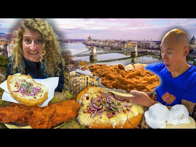 Street Food in Budapest, Hungary  - MONSTER HUNGARIAN PORK SCHNITZEL + BEST LÁNGOS IN BUDAPEST!