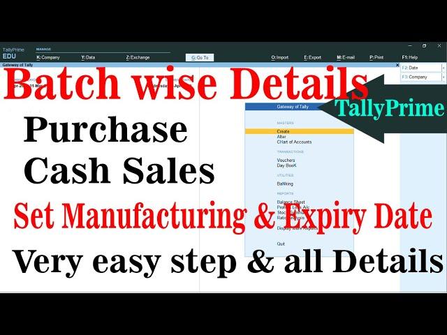 Batch wise Detail in Tally Prime in Hindi. Set Manufacturing & Expiry Date on Goods. Use Pharmacy