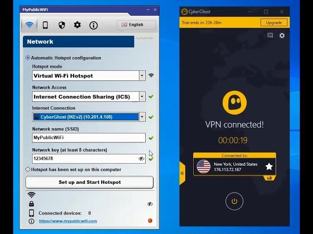 MyPublicWiFi: Share CyberGhost VPN connection via WiFi to other Devices with Bandwidth Manager