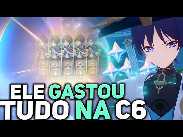 ELE Esperou 1 ANO e Gastou TUDO Na c6! SCARAMOUCHE C6!! Tiros EM Banner ANDARILHO! GENSHIN IMPACT!