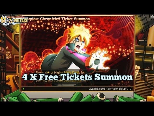 NXB NV : BAD SUMMON‼️ CONQUEST CHRONICLES TICKET SUMMON SHOWCASE [ BORUTO KARMA ] 4 X TICKETS‼️