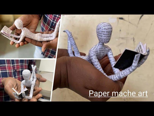 Lost in a World of Words: DIY Paper Mache Reading Sculpture | Unique DIY Paper Mache Craft