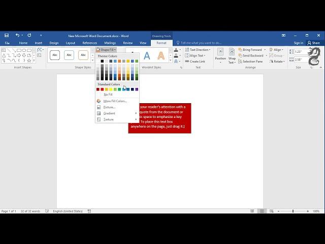 How to change the color of a text box in Word