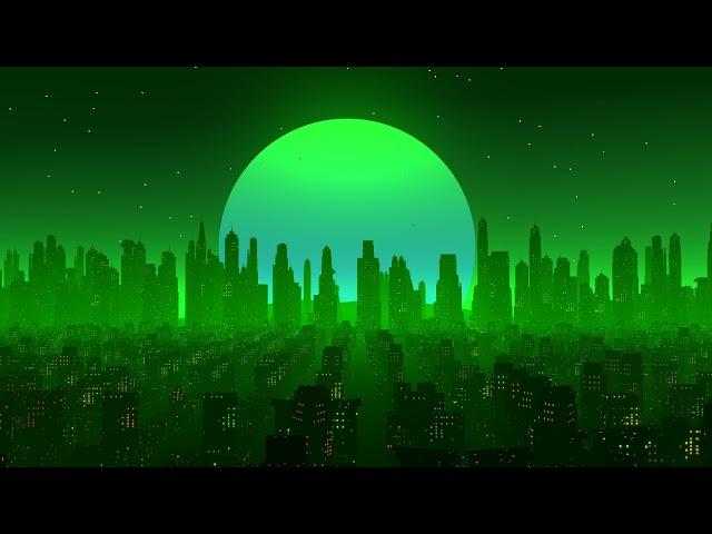 Screensaver Sinth City Green - Looped Animation Background