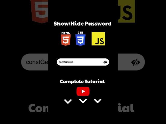 Hide and Show Password Using HTML CSS JavaScript | Password Toggle with JavaScript #shorts