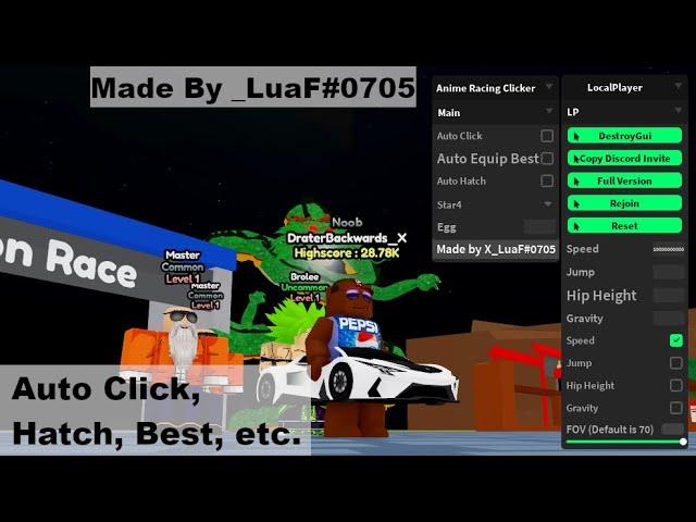 Anime Racing Clicker Script | Auto Click, Hatch, Best, etc.