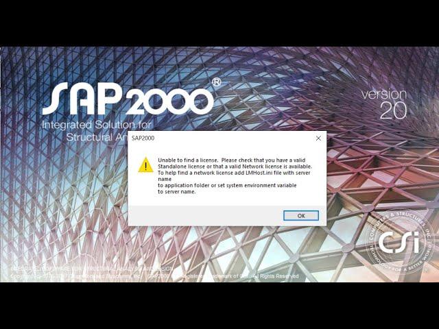Unable to find license error fix in SAP2000