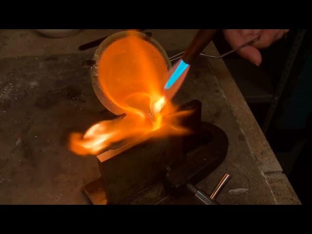 Pouring a 22k Gold Ingot into an Ingot Mold