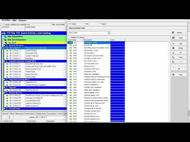 2.4 Adding Activity Codes from Excel to Primavera