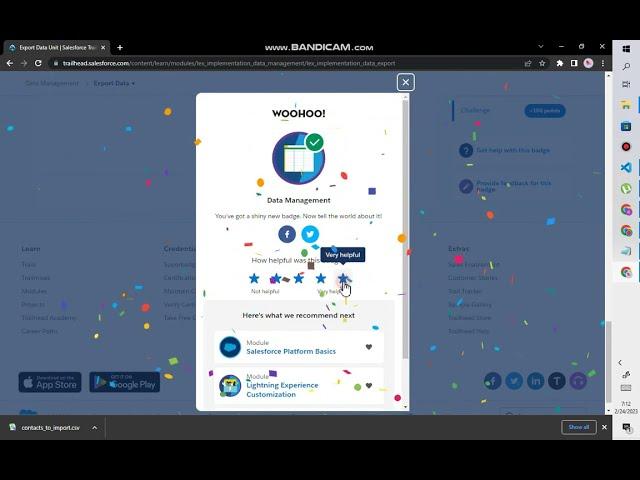 Data Management | Export Data | QUIZ | Salesforce Trailhead