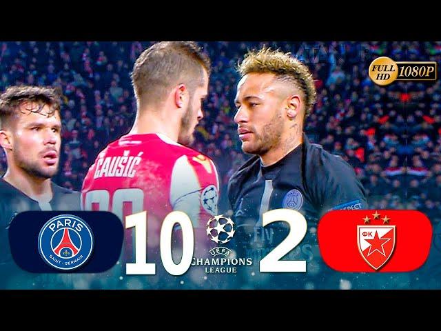 PSG 10 x 2 Crvena zvezda (Neymar Masterclass) ● U.C.L. 2019 | Extended  Highlights & Goals