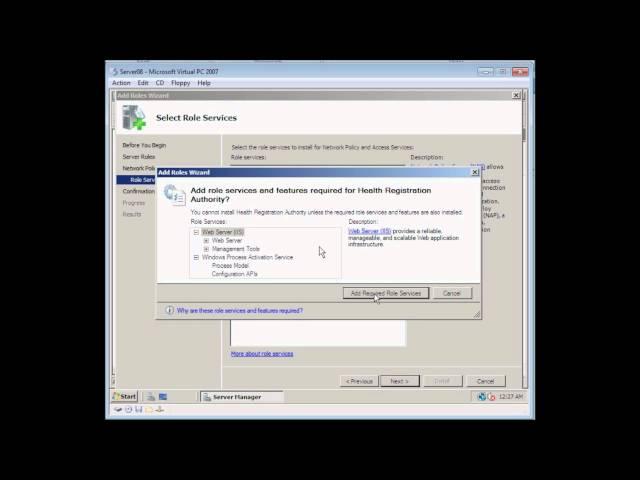 Install Network Policy Server and System Health Validator on Windows Server 2008