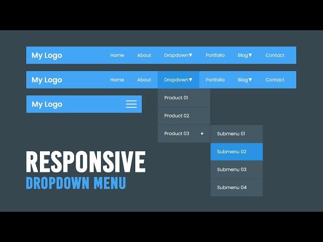 How to Create Responsive Dropdown Menu with Sub Menu in Html CSS & Javascript